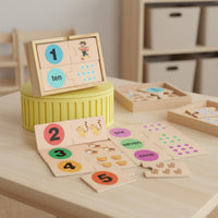 Number Matching Puzzle With Storage Box Wooden Number Matching Board Hand On Learning Child Centered Math Board for Daycare