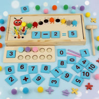 Wooden Math Box Beige Counting Toy Tray