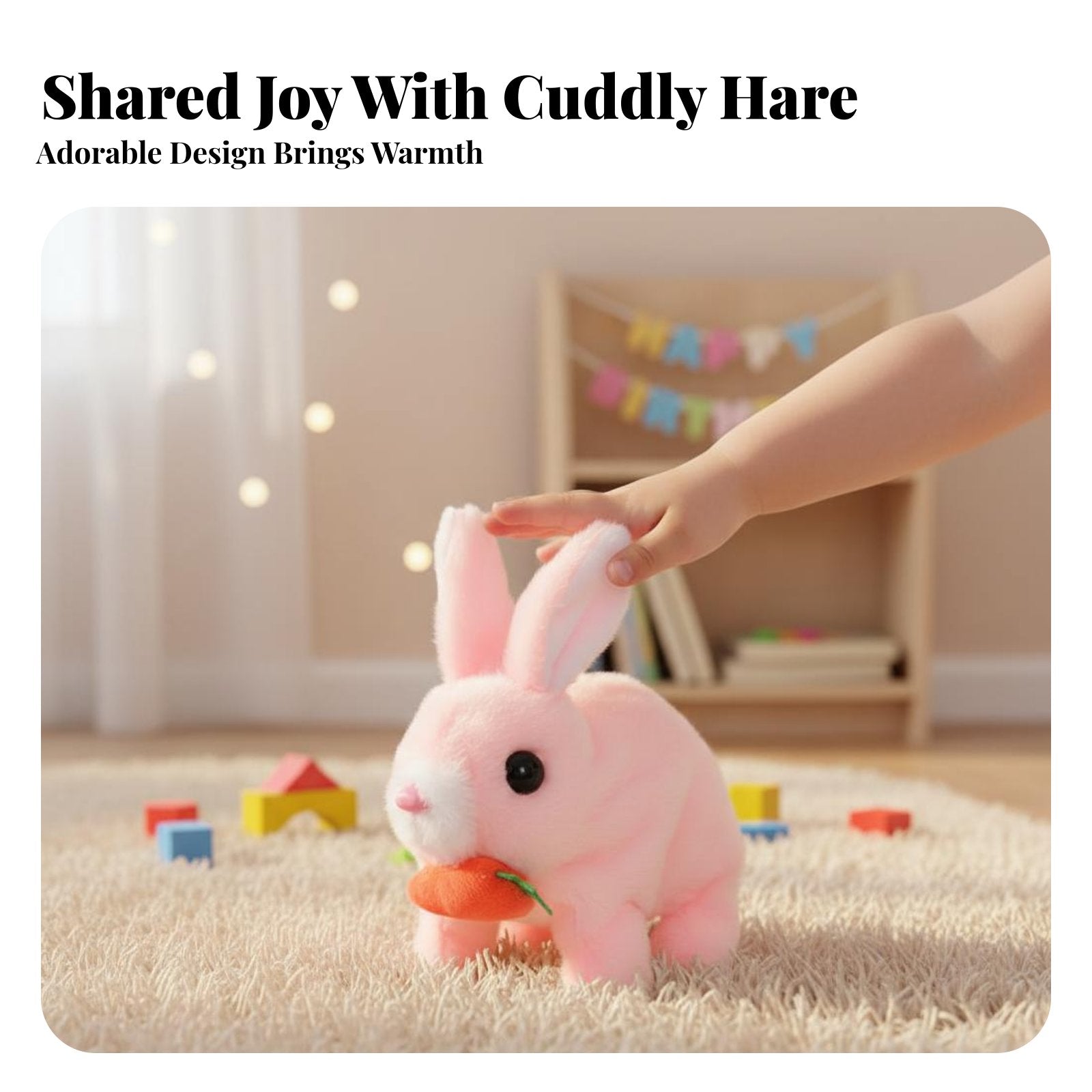 Wiggles Ears Electric Rabbit Toy With Sounds and Movements Walking Bunny Stuffed Toy Battery Operated for Girls, Toddlers