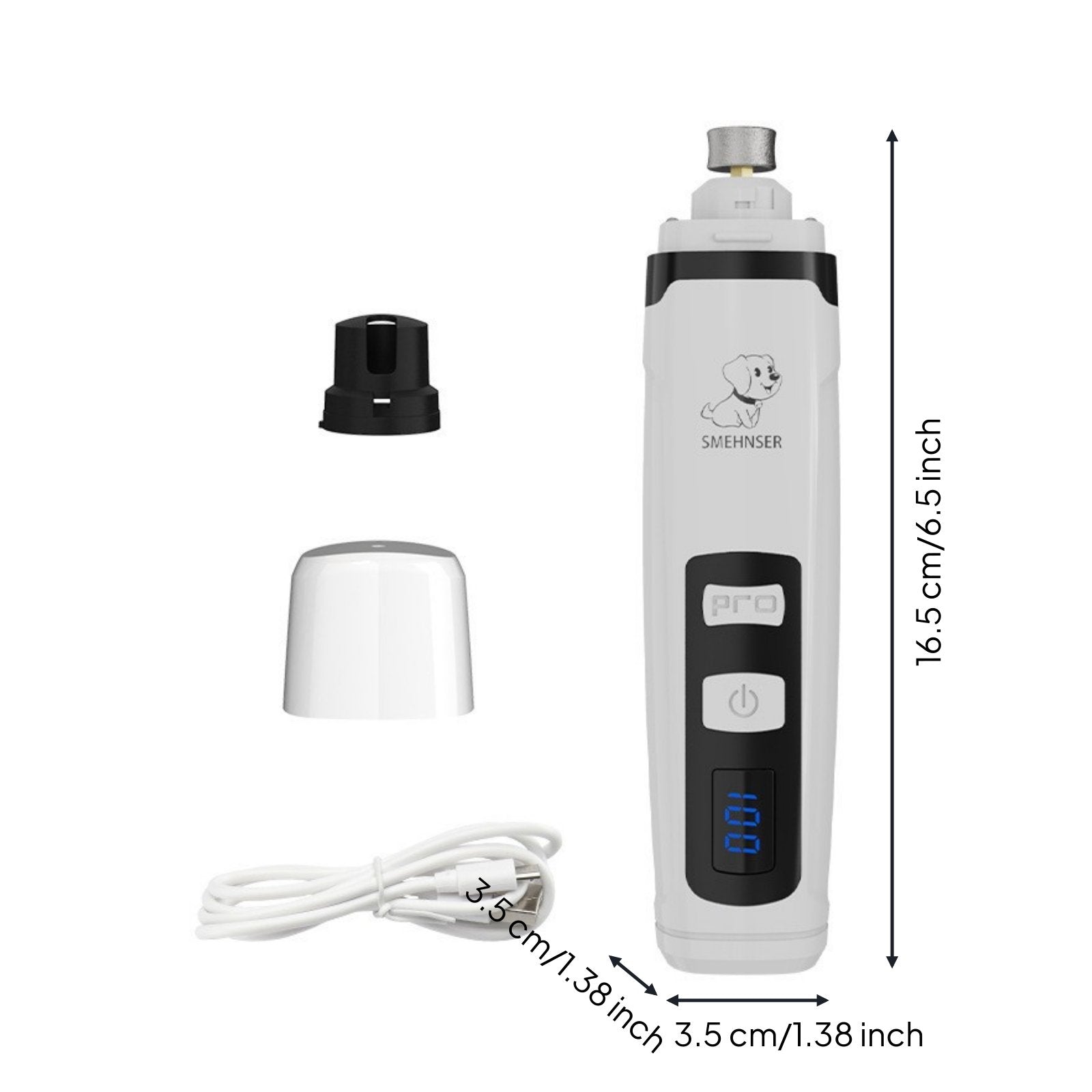 LED Pet Nail Grinder Rechargeable Dog and Feline Nail Grinder Easy to Use
