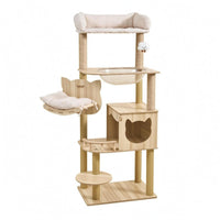 Wooden Feline Tree Sisal-Wrapped Pet Furniture Padded