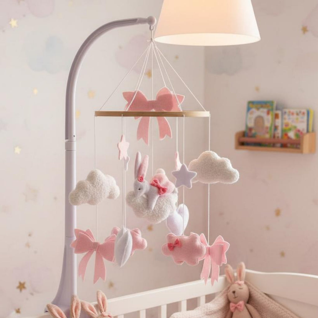 Rose Textile Crib Mobile Soothing Bells Nordic Baby Mobile for Infants