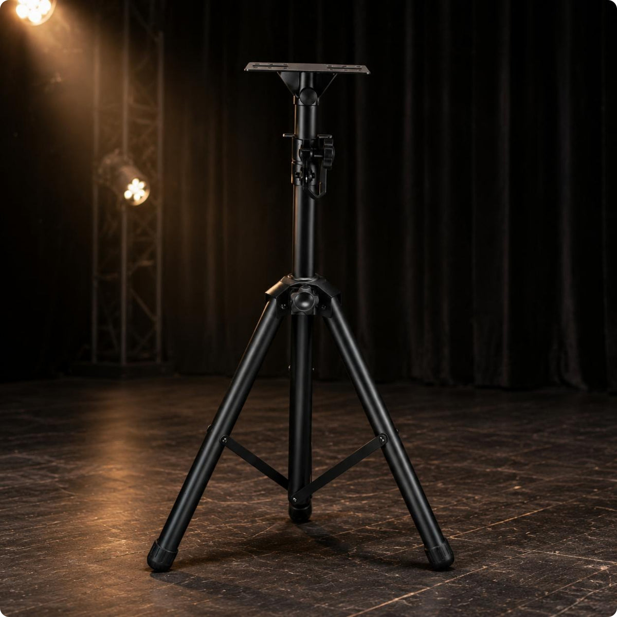 Tripod Speaker Stand Locking Knob Audio Support Flat Top Tray