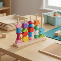 Wooden Shape Sorter Stacker Fine Movement Skills Development for Preschoolers