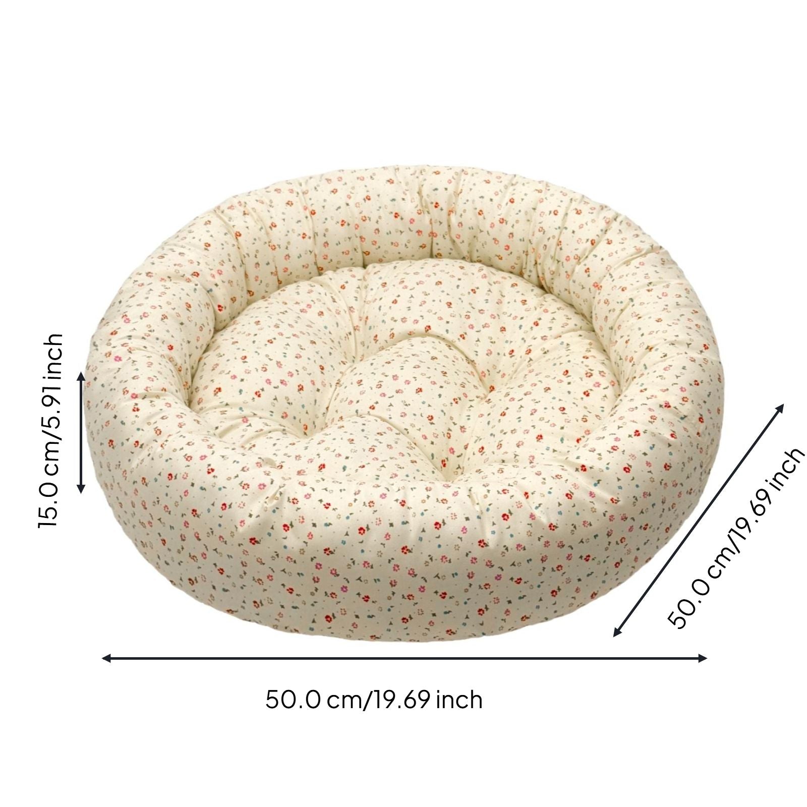 Cat Bed, Round Washable Non-Slip Mat, Cozy Calming Pet Bed