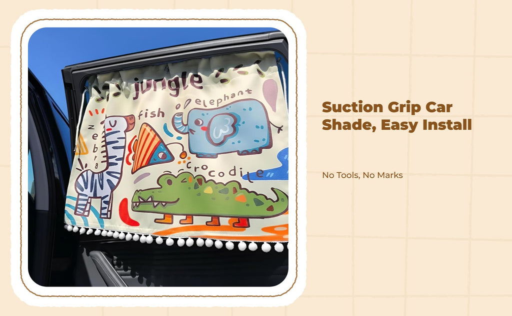 Car sun and shade Screen, Retractable Suction Holder, Sun Protection, Cartoon Design, Side Window Sun Block for Children, Infants, Passengers