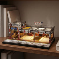 Miniature Parking Workshop Rooftop Railings Garage Building Model Storefront Facade Display Scene