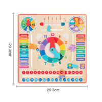 Wooden Calendar Clock Hands-on Learning Kids Weather Display Board Hands-On Educational Influenced Educational Toy for Homeschool