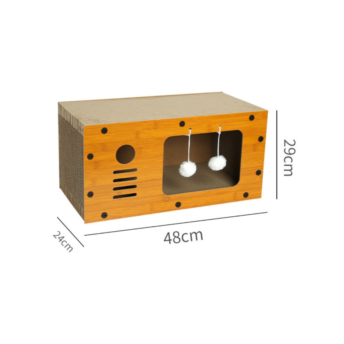 Feline Scratcher House Wood-Grain Pet Furniture Scratch Pads