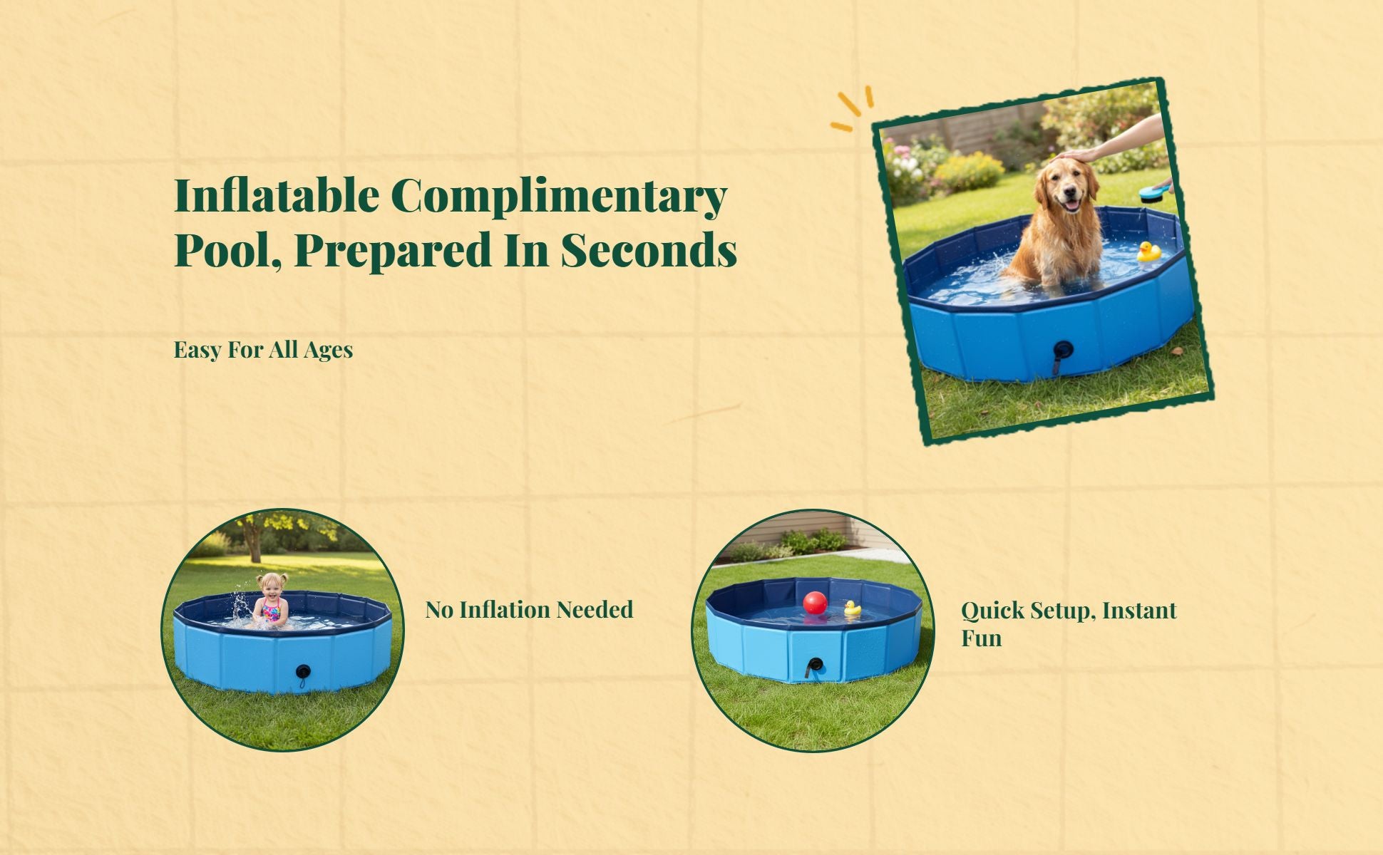 Foldable PVC pool for kids, pets