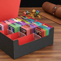 4-Row Card Storage Box Waterproof 4-Row Trading Card Box PU Leather Deck Storage Water-Resistant for Tournaments