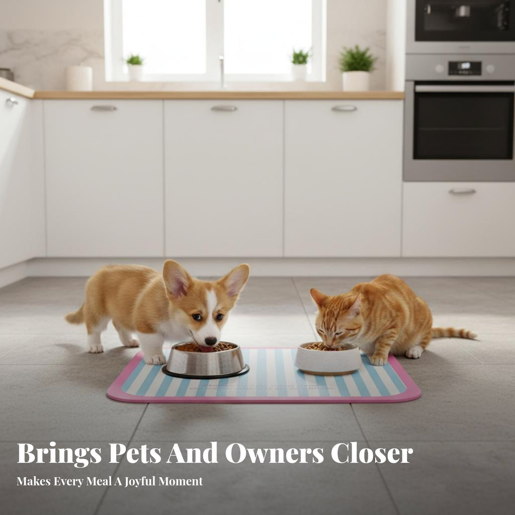 Pet Bowl Placemat Waterresistant Feeding Mat Non-Sraised border for Indoor, Kitchen