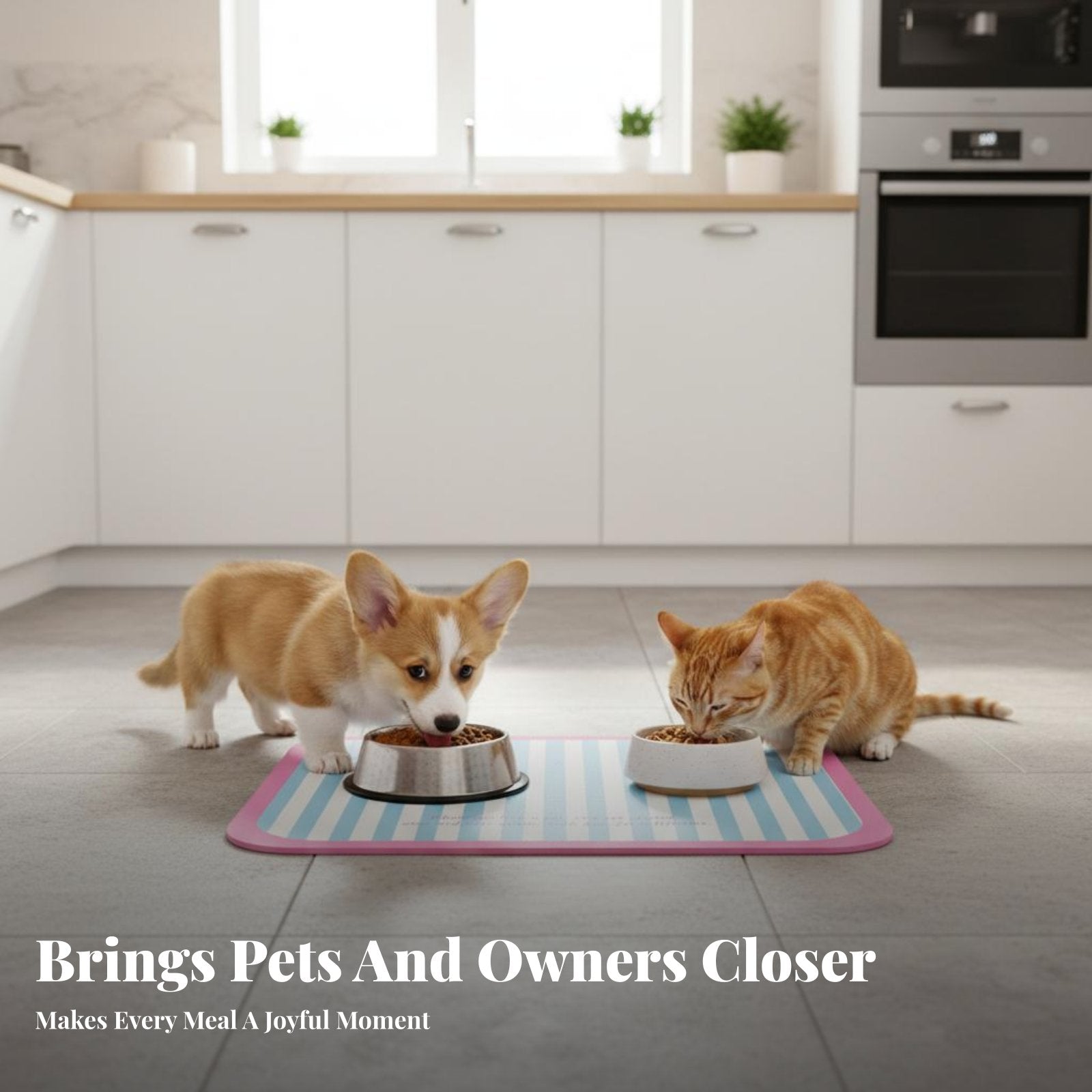 Pet Bowl Placemat Waterresistant Feeding Mat Non-Sraised border for Indoor, Kitchen