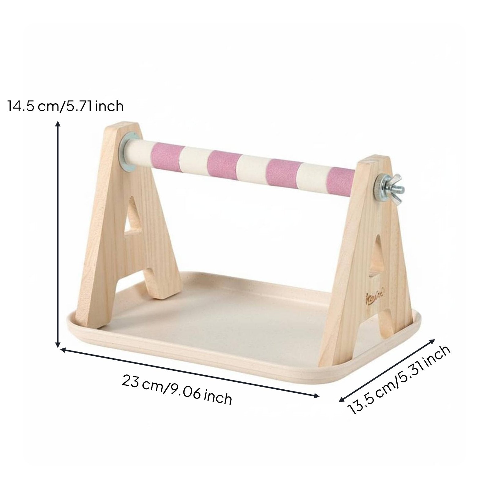 Frosted Parrot Grinding Stand Gnaw Bird Training Gym Non-Shedding Grit Wooden Bird Training Playstand for Parakeets, Small Birds