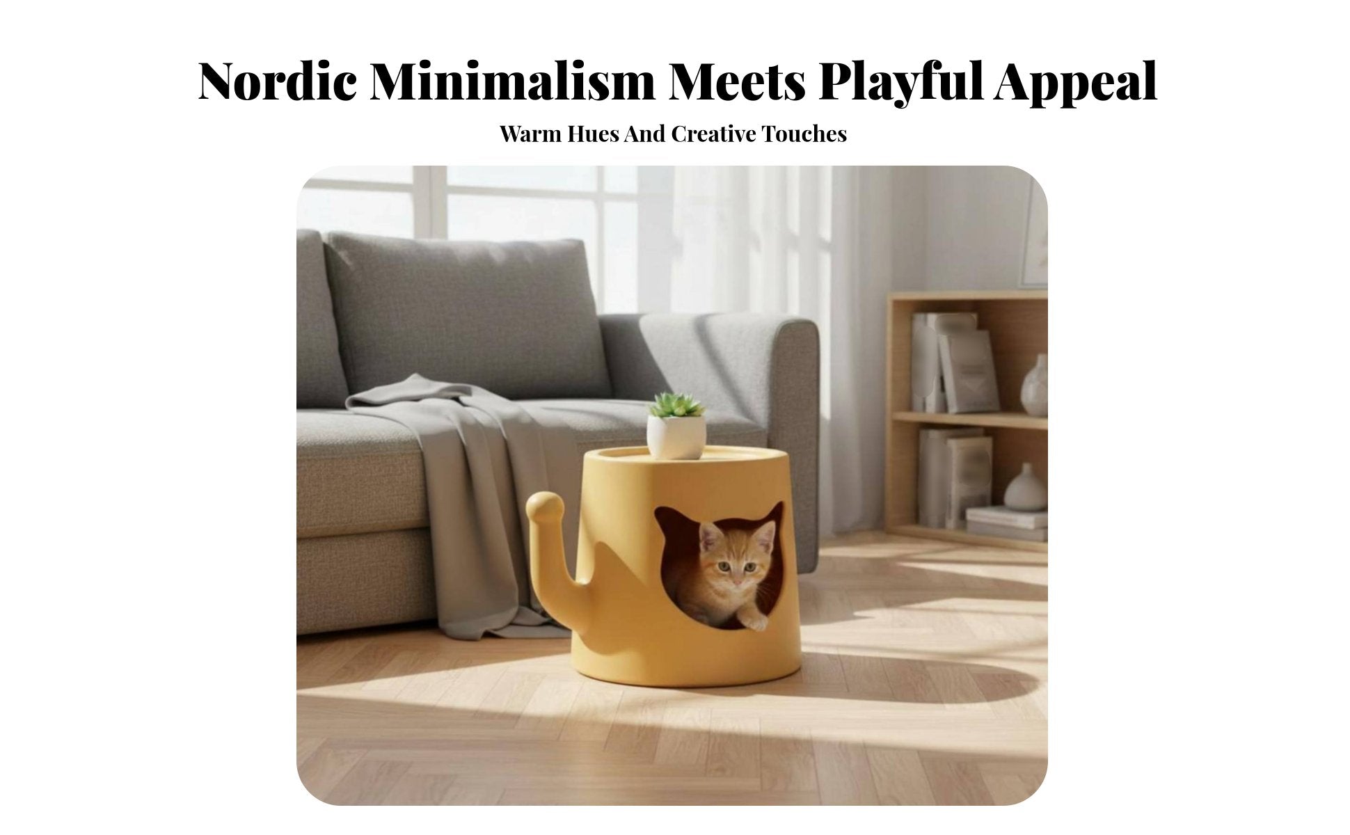 Feline Cave End Table 2-in-1 Design Enclosed Feline Bed Table Spacious Interior