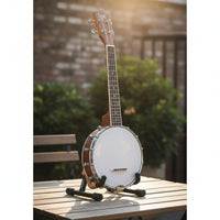 24 Inch Banjo Portable 4-String Banjo Long-Lasting Wood Body for Practice