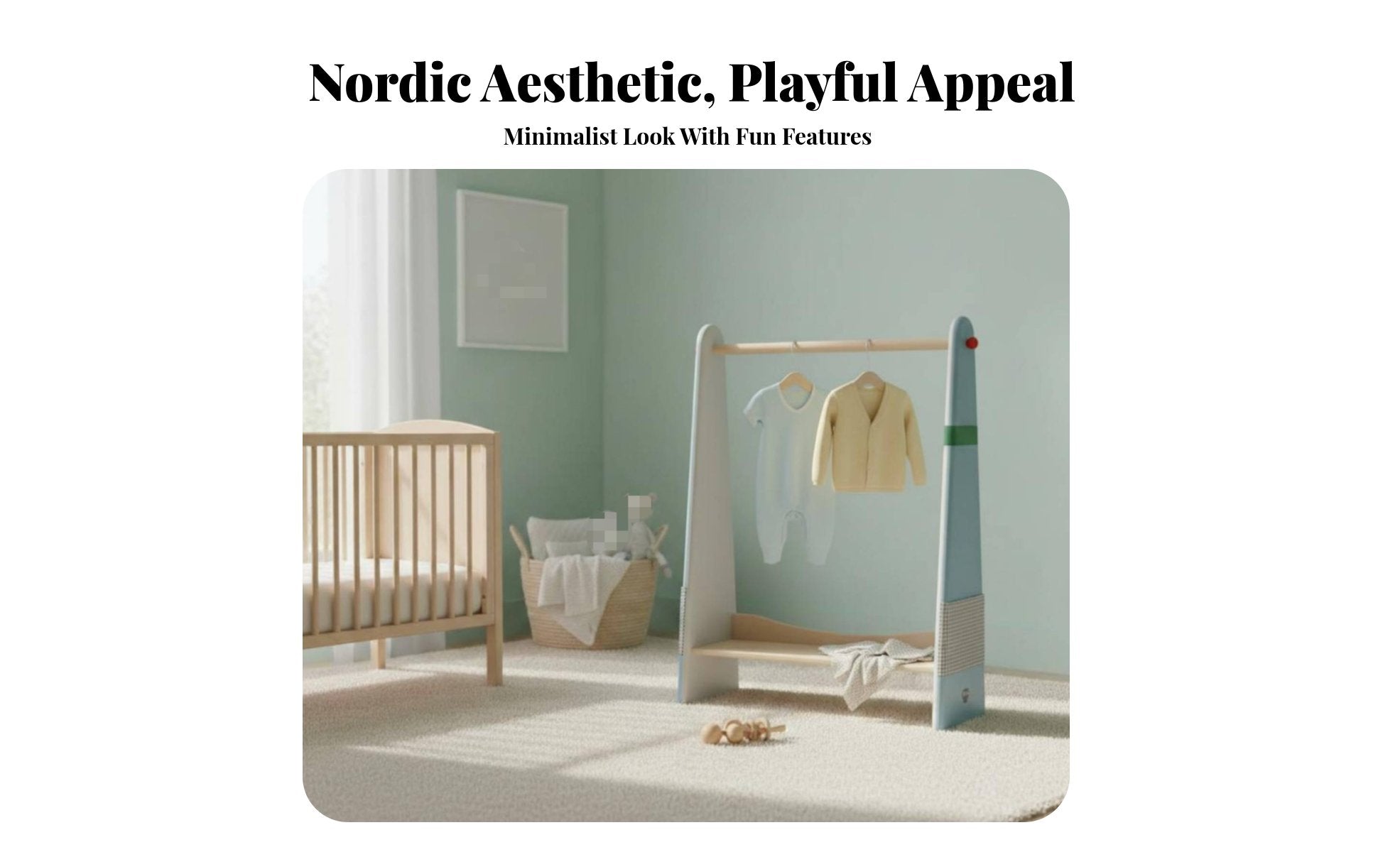 Toddler Dress-up Station Multi-Functional Storage A-Frame Clothes Rack Childreachible Height Floor-Standing for Bedroom, Nursery