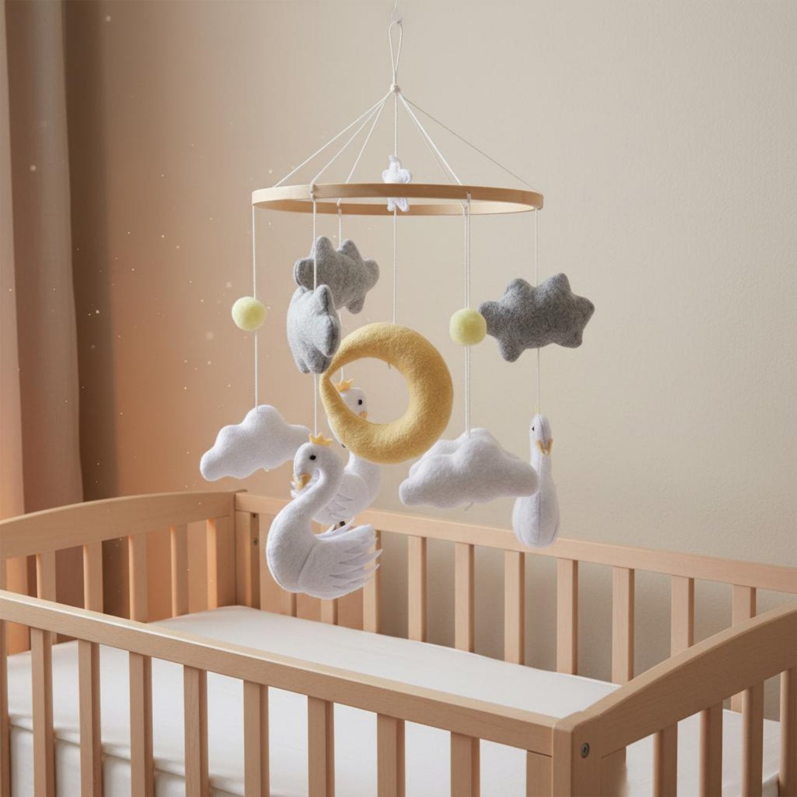 Textile Puff Crib Mobile Nordic Design Puff Crib Mobile Nursery Decor