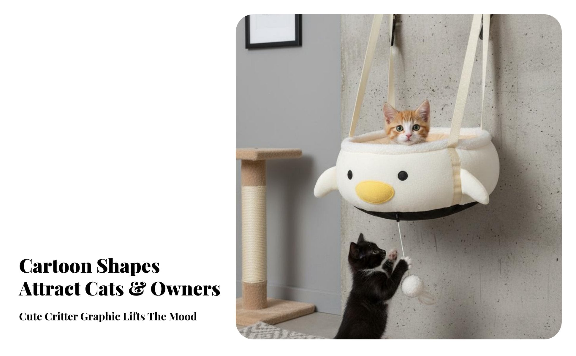 Easy to Hang Hanging Cat Swing Comfortable Round Cat Swing Bed Warm & Cozy Pet Furniture Space Saving for In a Enclosure, Indoors, Living Room, Bedroom