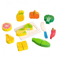 Wooden Fruit Cutting Set Slice-Apart Sliceable Play KitchenSet Brightly Painted Wooden Cutting Toy for Children