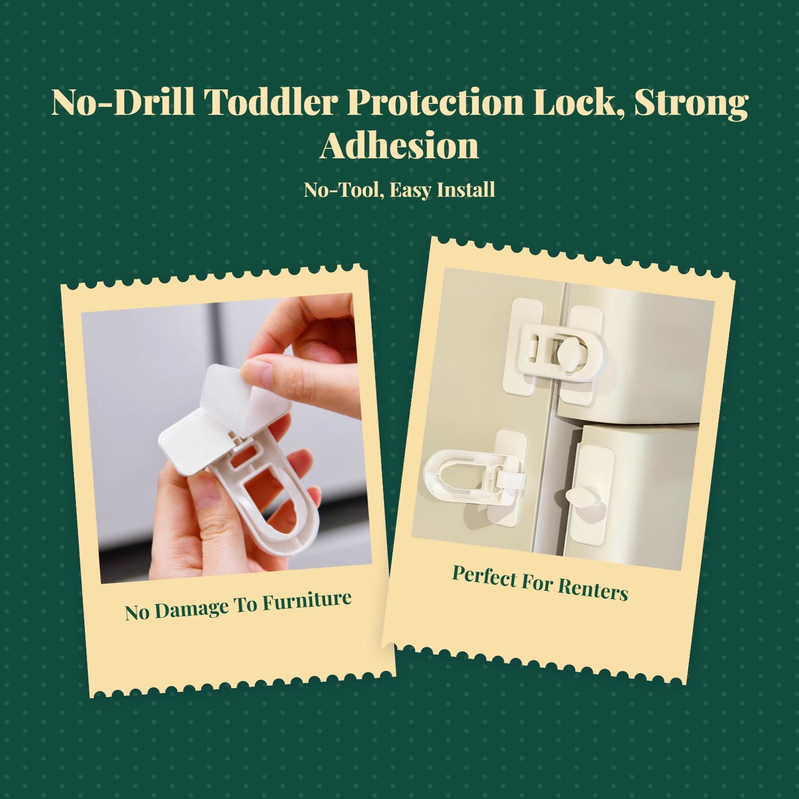 Toddler Protection Lock, No-Drill Cabinet Latch, Infant protective Drawer Lock, sticky, Multi-Purpose, Easy to Install