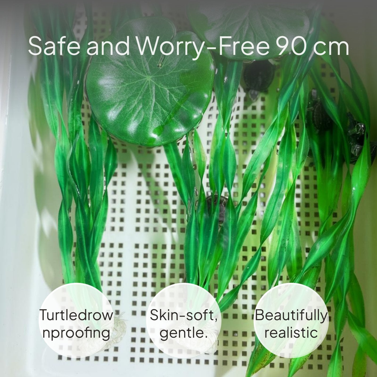 Turtle Tank Hiding Artificial Plant Provides Resting Place Fake Turtle Grass Realistic Look Simulation Water Foliage for Turtles, Terrarium, Hatchling Container