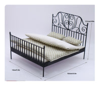 Wrought Iron Design Doll Bed Includes Bedding 1:12 Scale Bed for Collectors