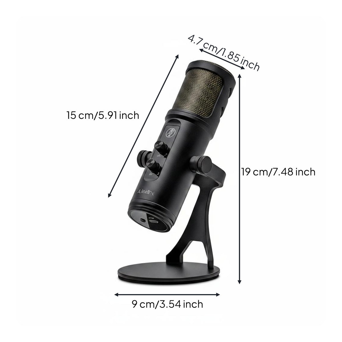 USB Audio Device Black Cylindrical Audio Device Round Base