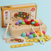 Wooden Pounding Box Felt Balls Learning Game Number Cards for Young Children