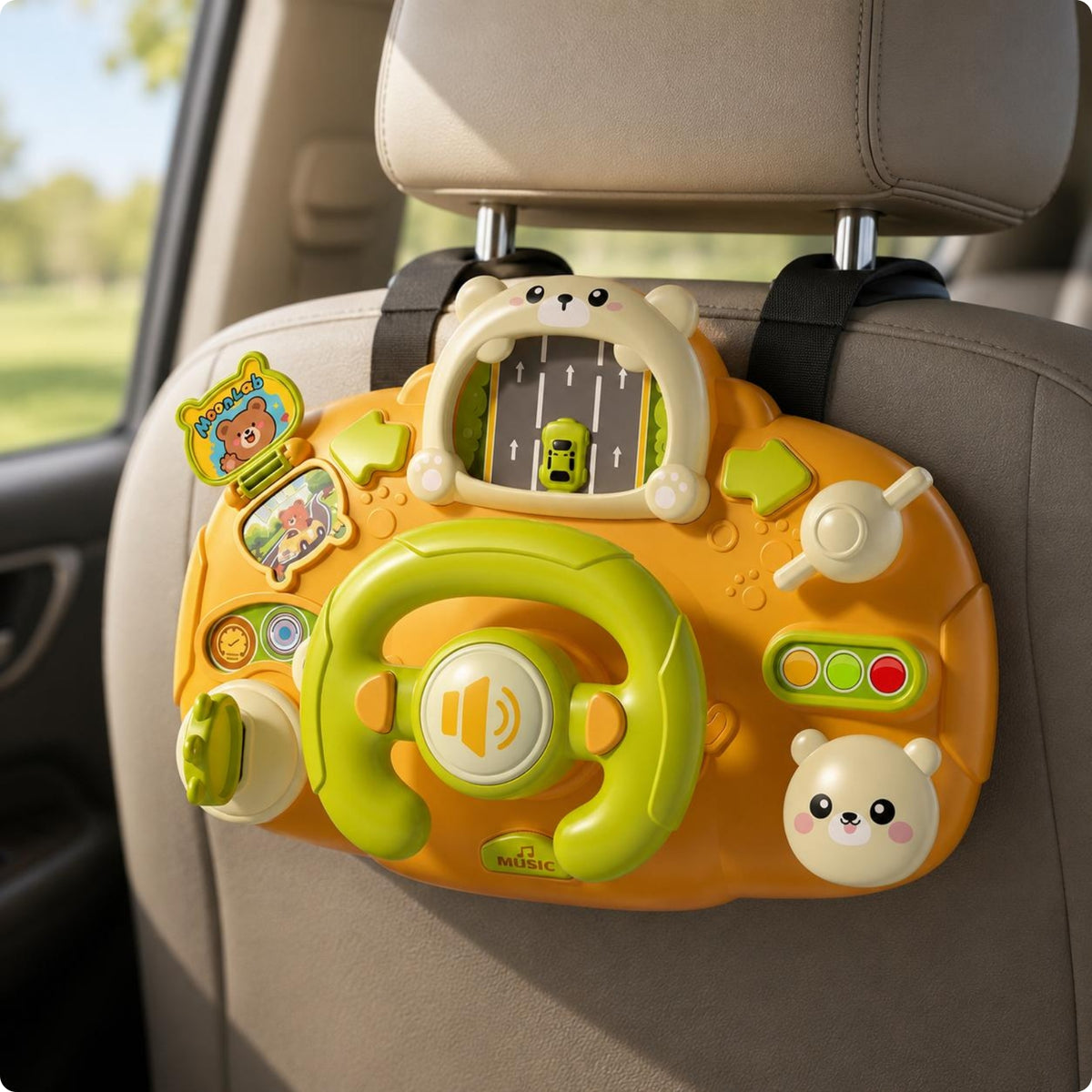 Musical Steering Wheel Toy Fixing Straps Interactive Steering Wheel Toy Plastic