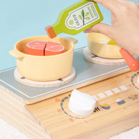 Pretend Kitchen Stove Child-Sized Wooden Cooking Toy Painted Surfaces