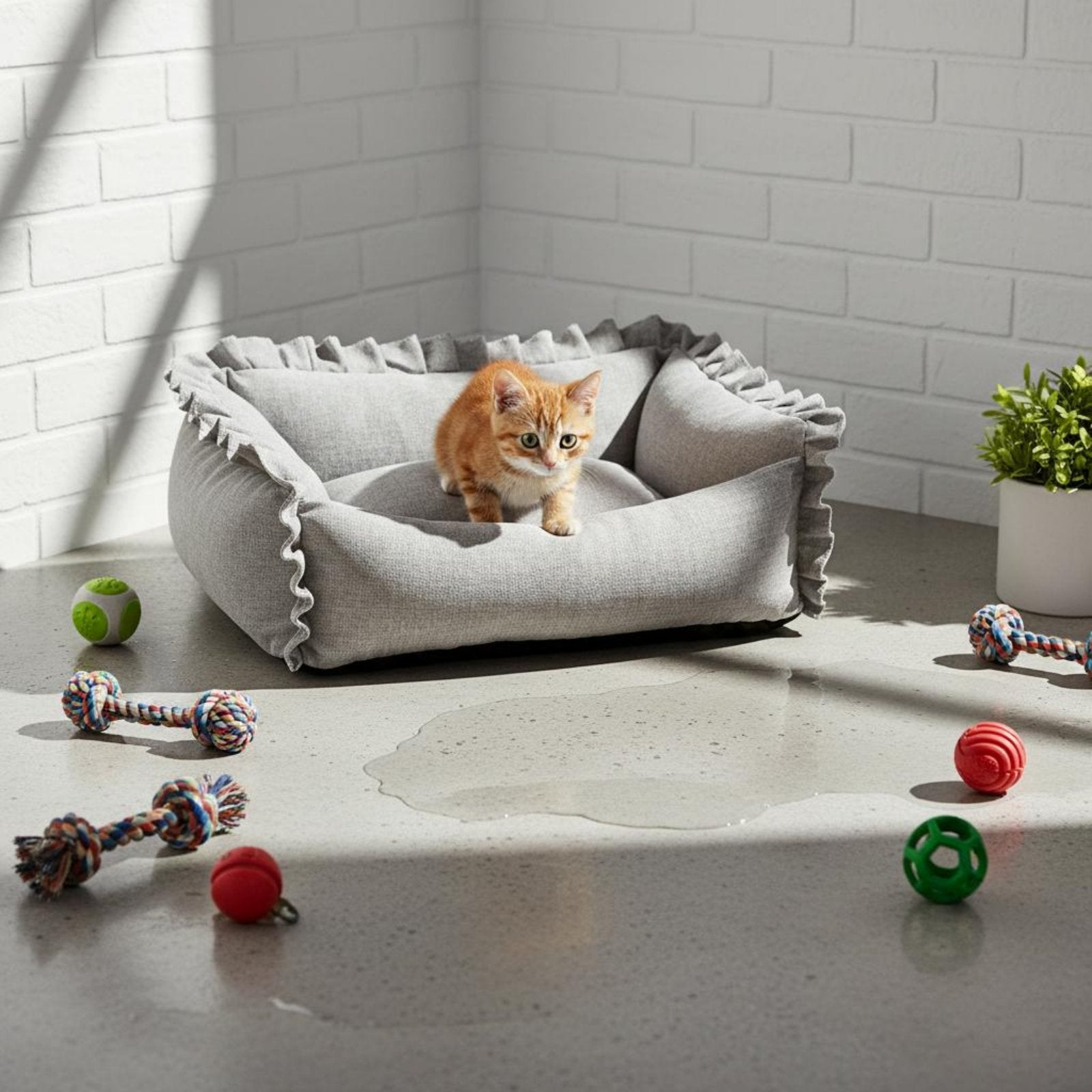 Washable Dog Couch Bed Wear-Resistant Small Dog Couch Faux for Indoor