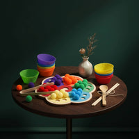 Flower Color Sorting Toy Fine Movement Skills Development Color Matching Toy Rainbow Bead Sorting Set Screen-Non-Digital Fun