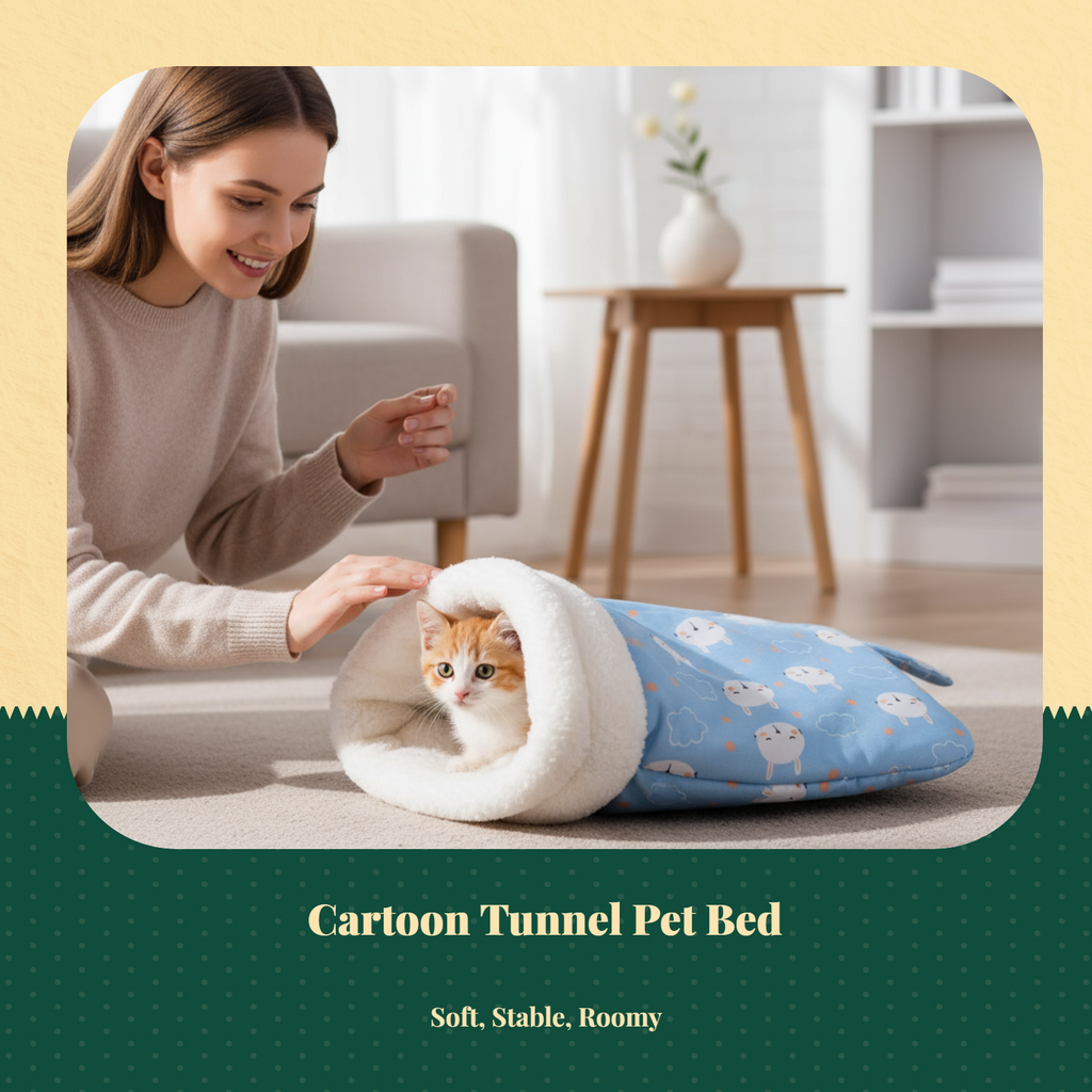 Insulated cat tunnel bed