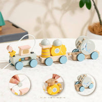 Wooden Creature Train Educational Wooden Pull Train Parent-Child Interaction