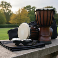 Finger-Mounted Tambourine Hardwood Body Music Gear Elastic Strap