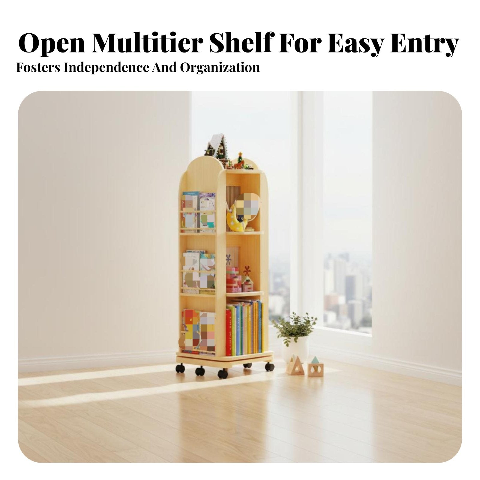 Mobile Rotating Book Rotating Book standDegree Rotation children's Book Storage Unit Space-Saving Double-Sided Reach