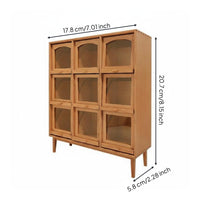 Miniature 9-Grid Storage Cabinet Multi-Scene Versatility Dollhouse Storage Cupboard Clear View Doors Miniature Wooden Cupboard for Collectors