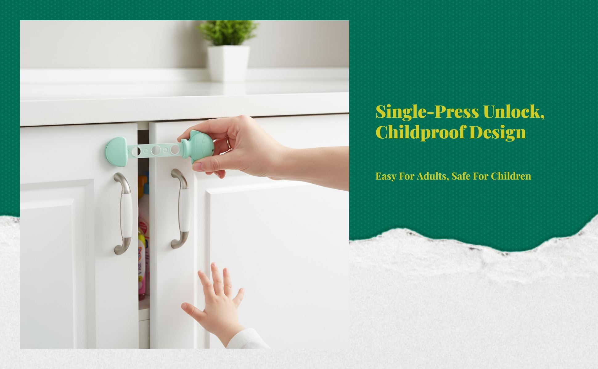 Infant security latch, Infant protected Drawer Lock, Cabinet Lock, Adjustable, No Tools Required, Multi-Purpose, Easy to Install