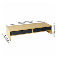 Computer Screen Stand with Storage & Odorless Keyboard Storage Riser Cable Management Wooden Desktop Organizer for Dorm Room