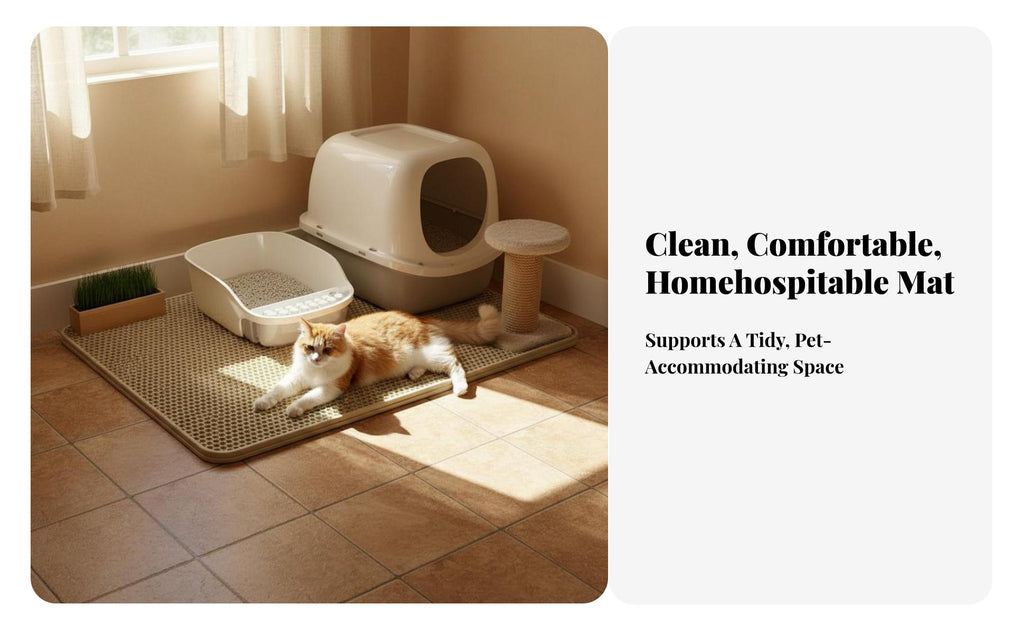 hexagonal Litter Trapping Mat Doubletier Design Floor Protector for feline Owners