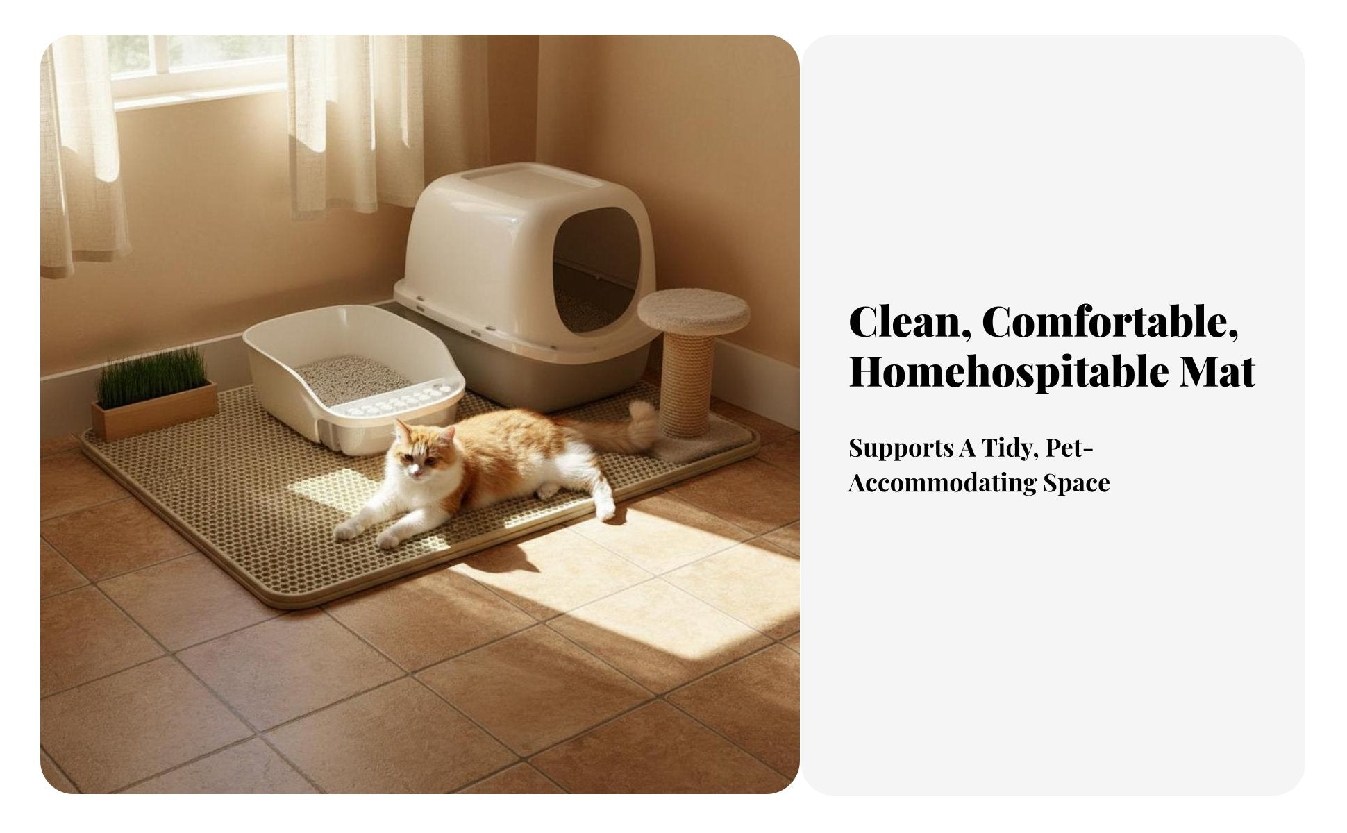 hexagonal Litter Trapping Mat Doubletier Design Floor Protector for feline Owners