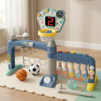 Basketball and Soccer Goal Set Freestanding Bowling Play Set Plastic