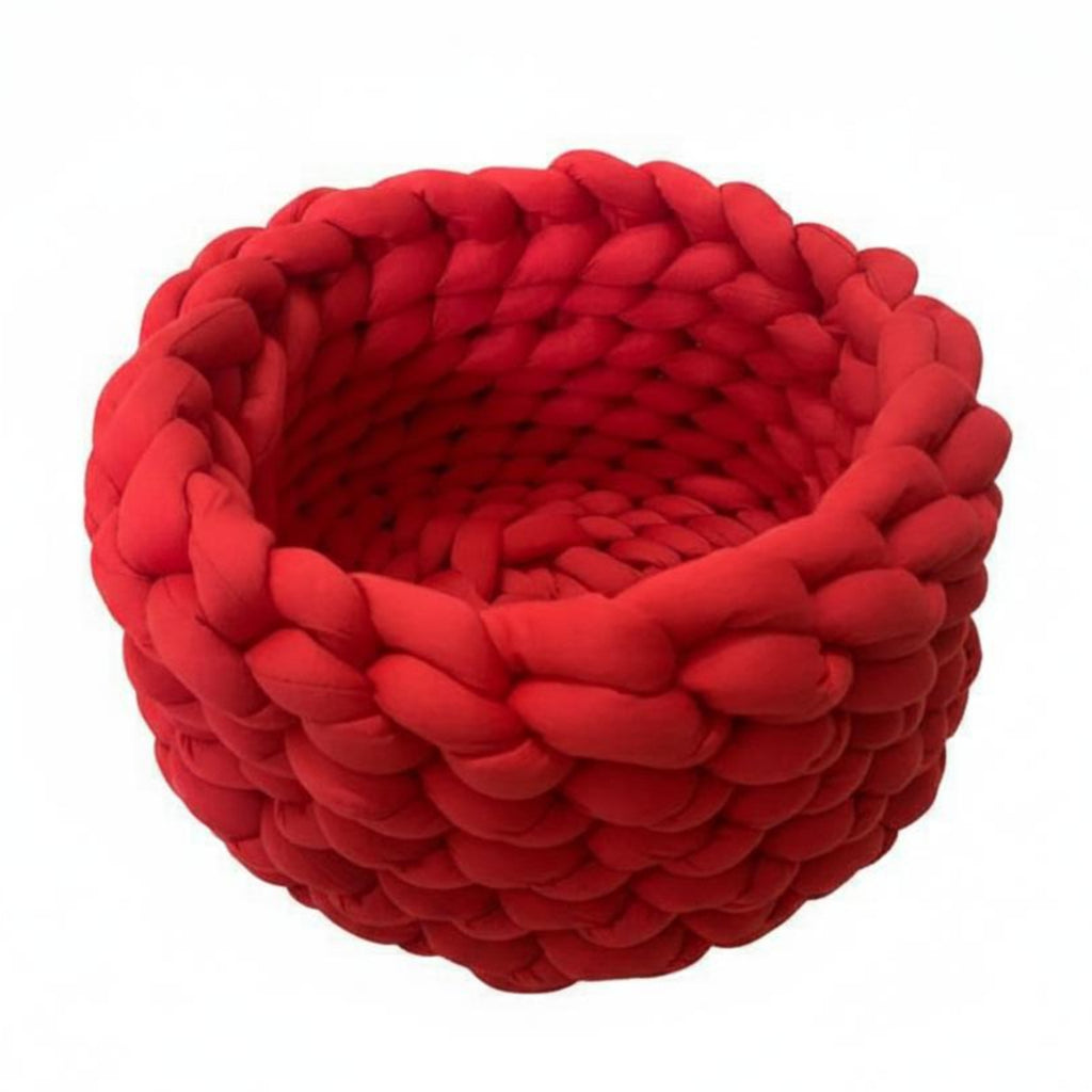 Chunky Knit Cat Bed Machine Washable Handmade Yarn Pet Bed Handcrafted Look Crochet Pet Resting Place for Cats, Small Dogs, Indoor