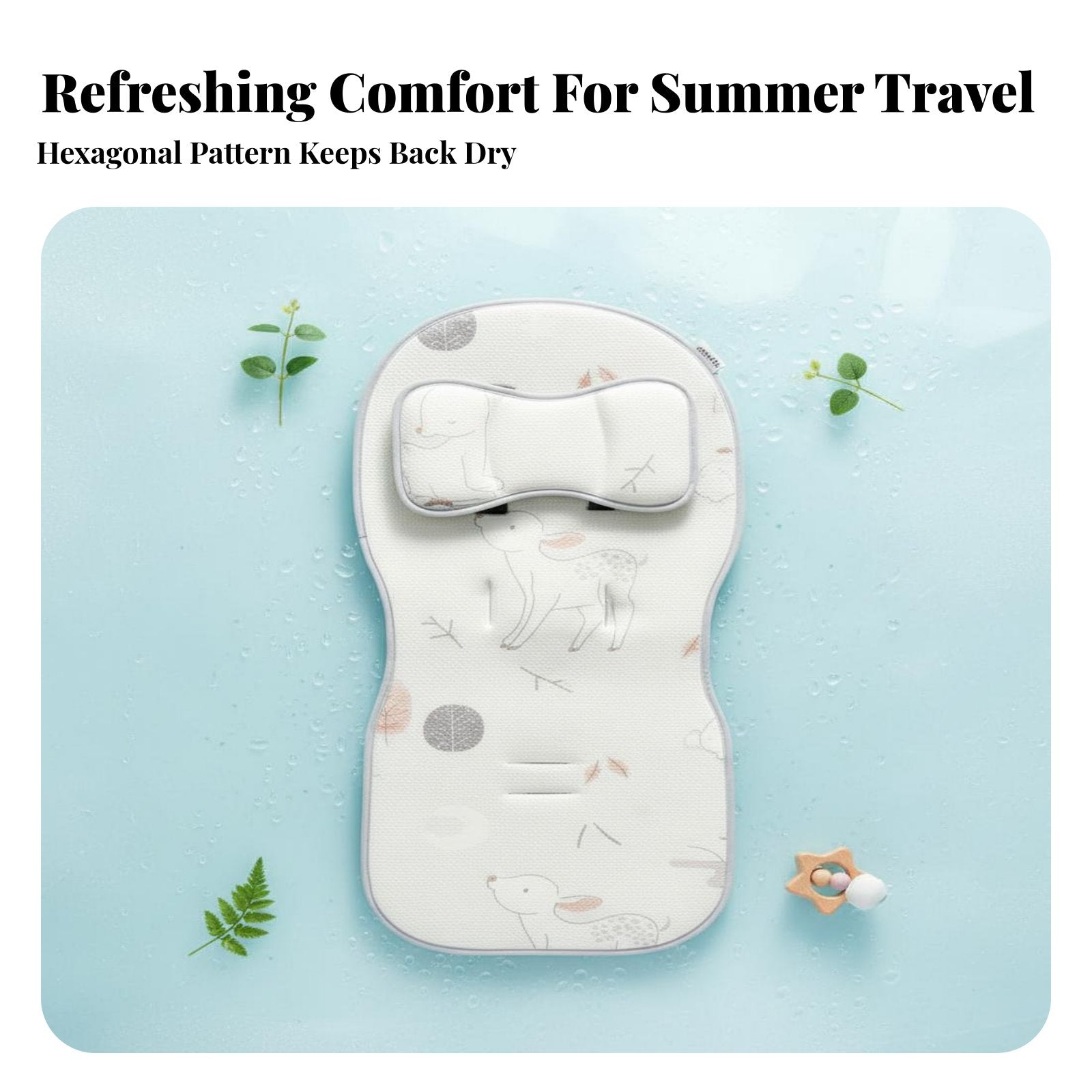 Universal Fit Baby Stroller Cooling Mat Moisture Wicking Breathable Stroller Seat Cushion Skin-Friendly for Toddlers, Hot Weather, Outdoor