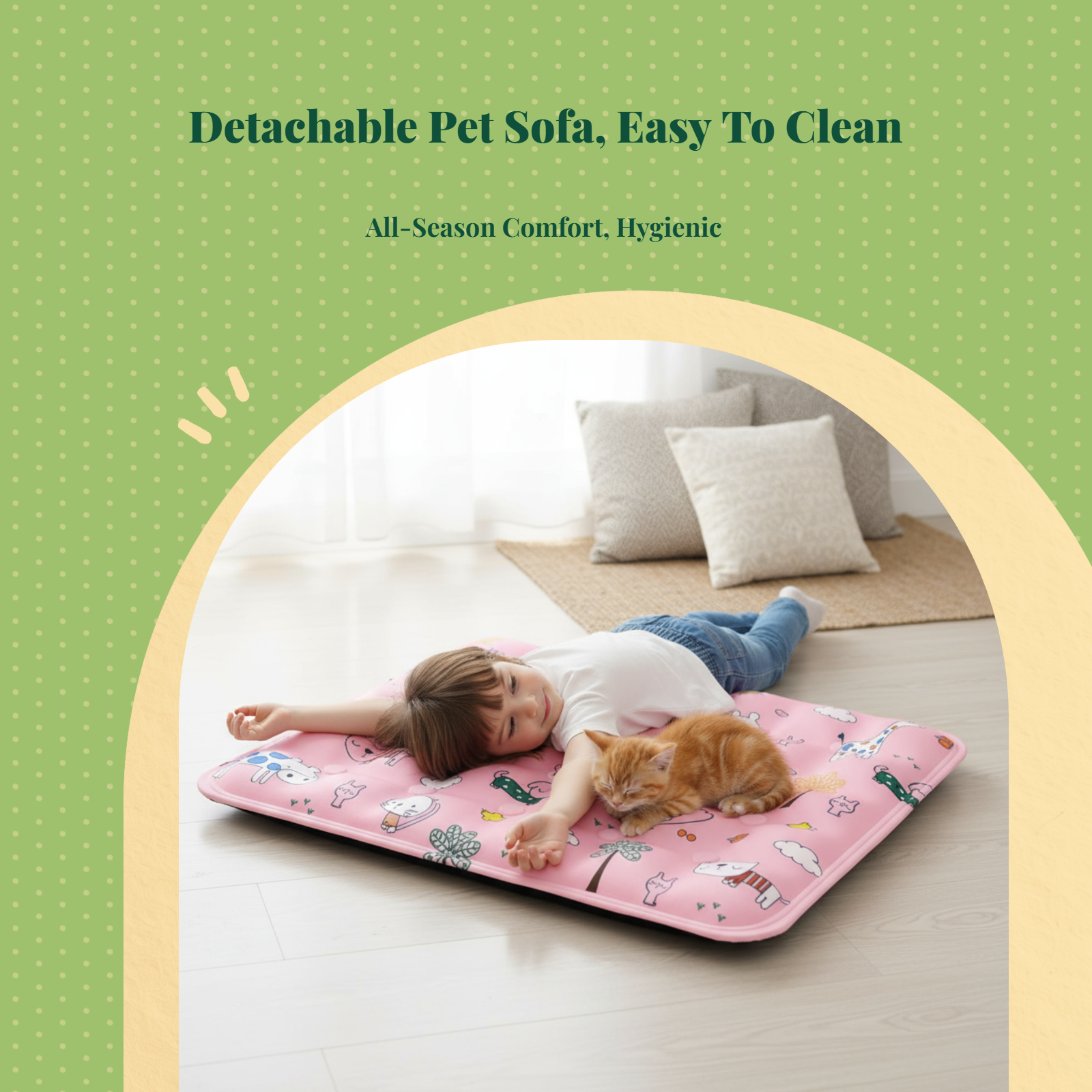 Elevated Cat Sofa Bed, Detachable Pet Couch, Soft Support