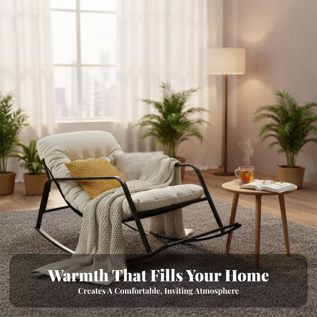 Upholstered Rocking Chair High spinerest Household Furniture Padded Seat Sturdy Frame for New Parents, Book Lovers, Living Room