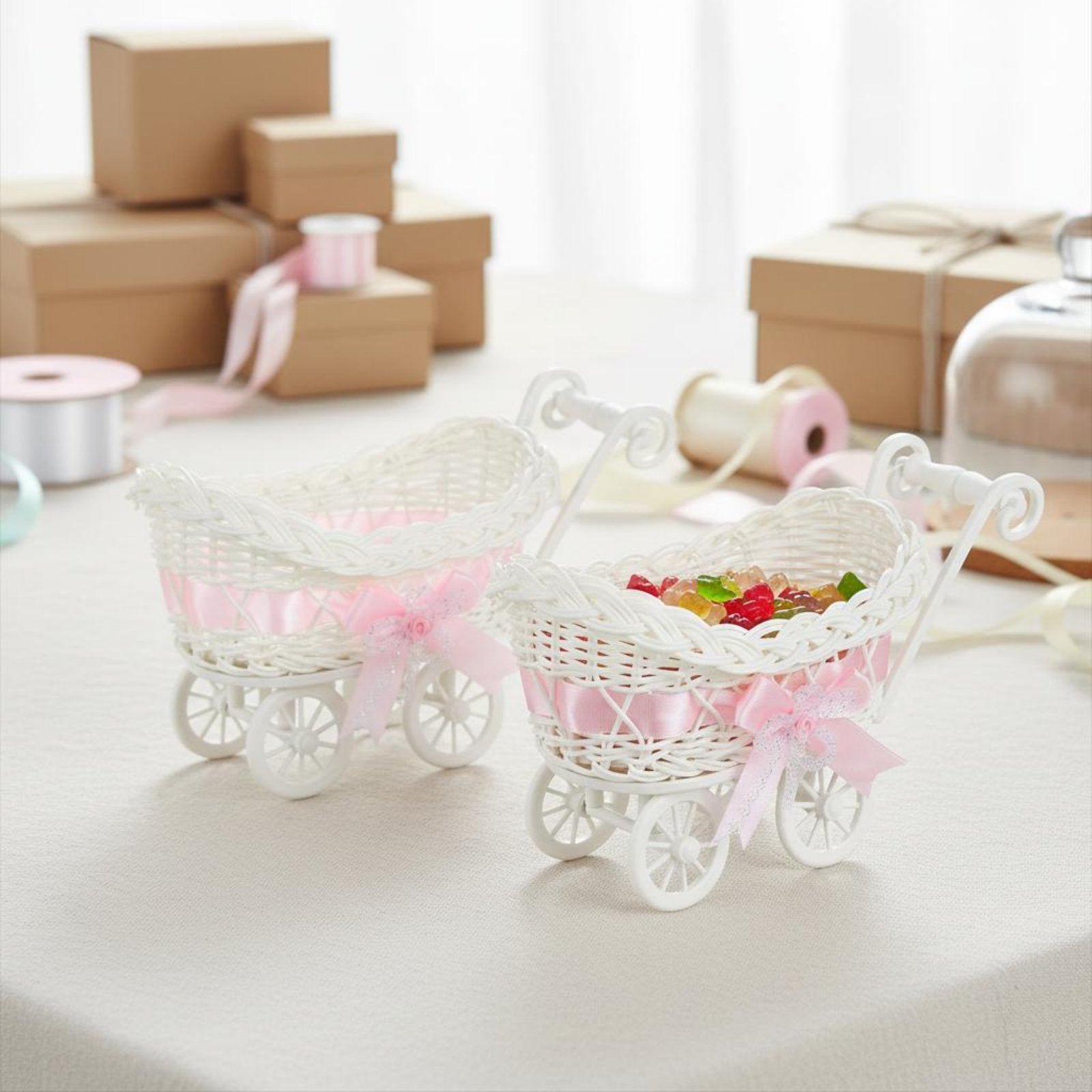 2 Pieces Baby Carriage Candy Holder Lightweight Party Decoration Even Surface