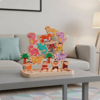 Wooden Dinosaur Stacking Toy Early Learning Dinosaur Stacking Blocks