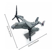 VTOL Transport Model Rotating Propellers 1:72 Scale Airplane Display Stand Included Diecast Plane for Collectors